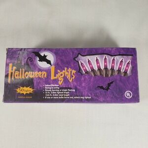 Halloween String Lights Purple Bulbs Indoor/Outdoor 50 Lights 12' Lighted Length